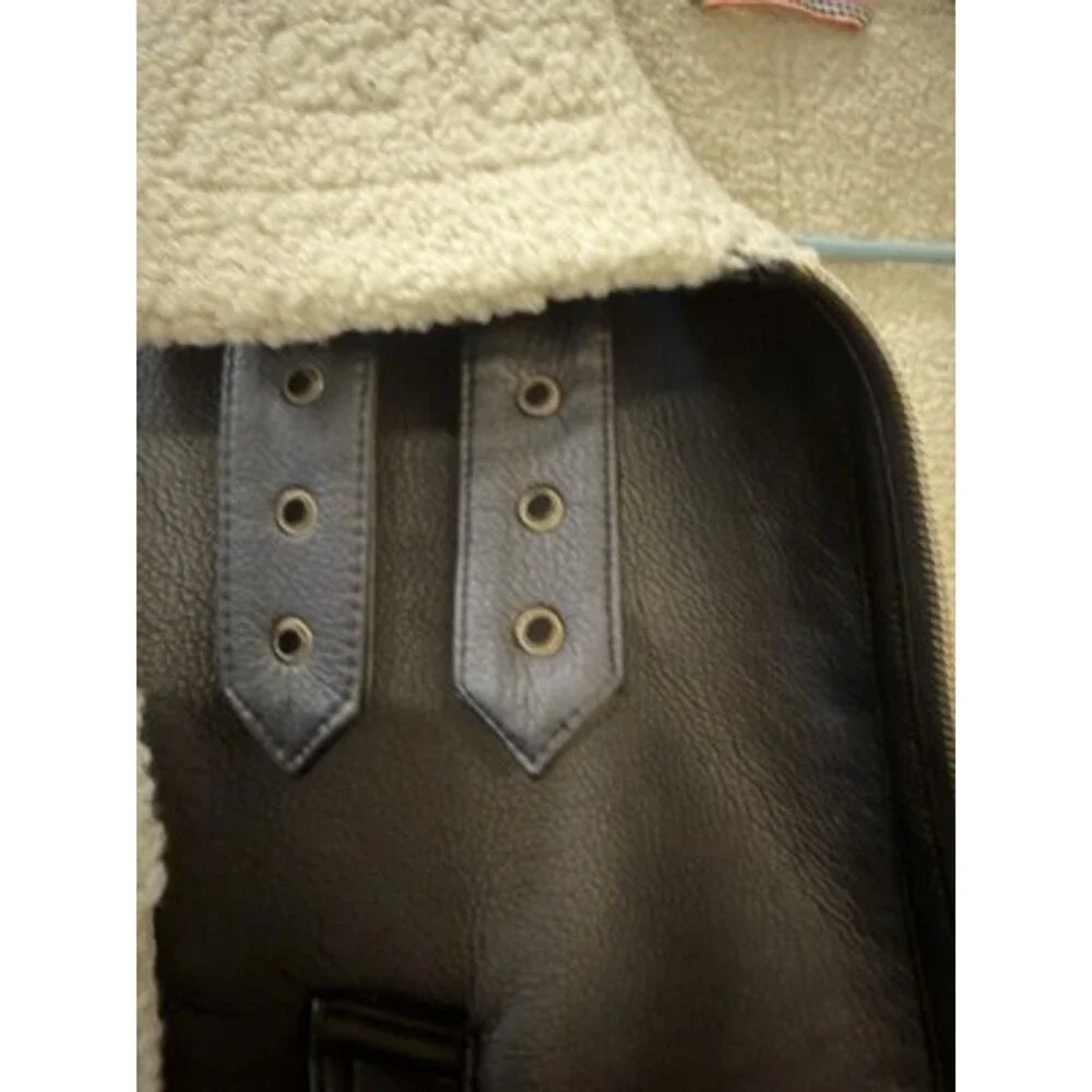 Vegan Leather Sherpa Aviator B3 Bomber Gamulan Vest M Grunge 23”chest/24”L
